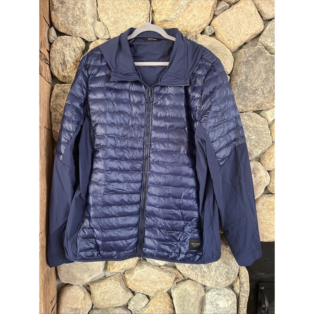Beyond‎ Clothing Dasche Jacket Mens 2XL Blue Puffer Hooded Lightweight Casual